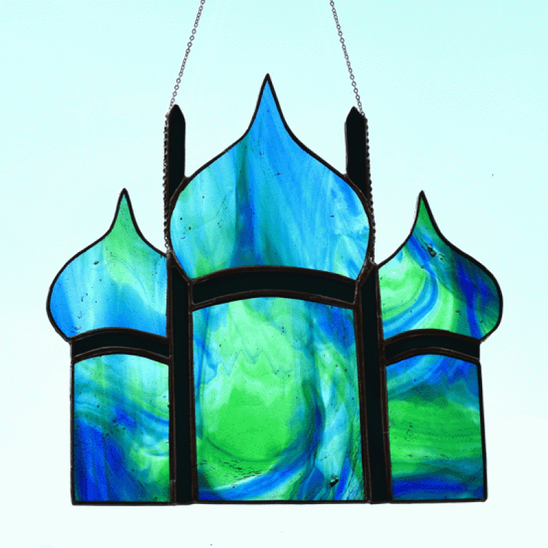 Beautiful blue and green glass Brighton Pavilion Hanging