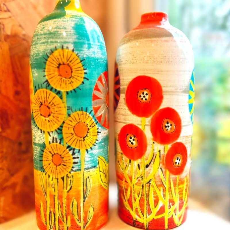 Beautiful bright, colourful, wonderful uplifting vases